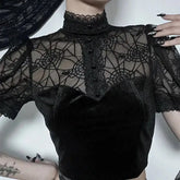 Gothic Spider Mesh Hollow Top